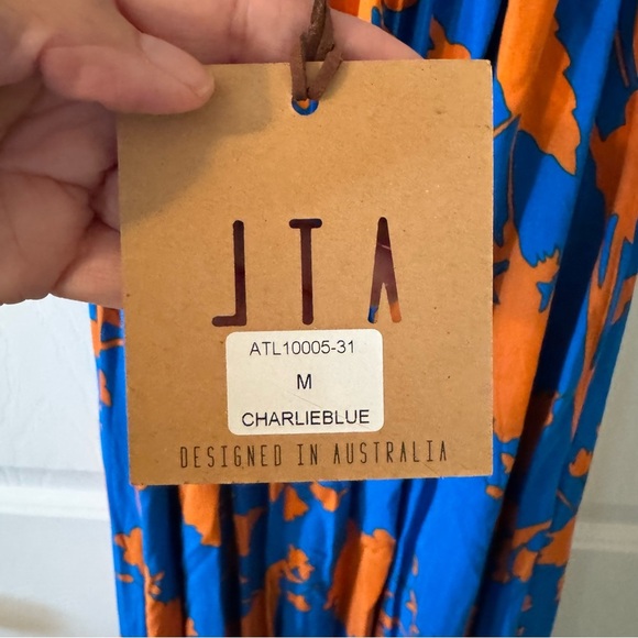 Anthropology ABEL THE LABEL Charlotte Floral Boho Halter Blue Long Maxi Dress M - Picture 9 of 12